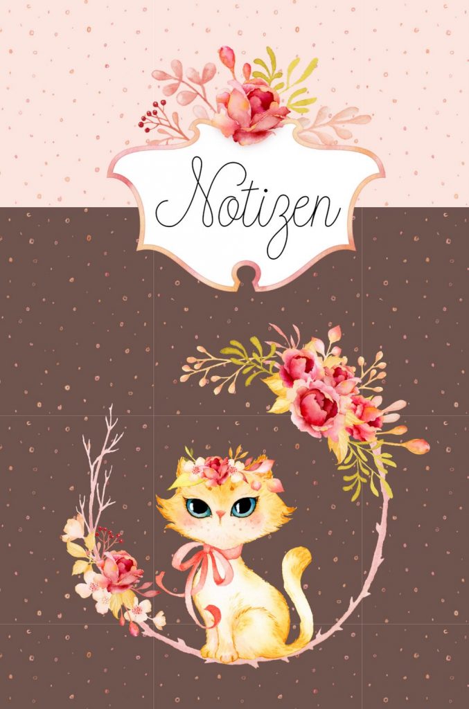 Notizbuch Katze in Blumenranke von miniKatz Papers